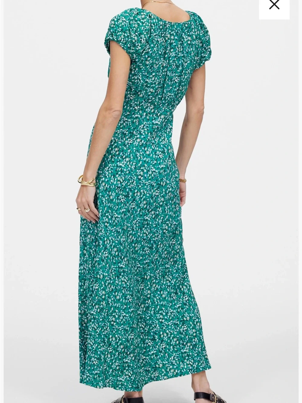 Madewell Scoop Neck Maxi Dress in Kelly Green Ditsy Floral Pattern Size 6